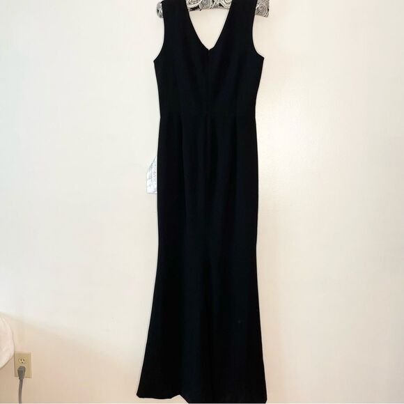 Dress the Population Dress Sandra Gown V Neck Long Prom Cocktail Black Large - Picture 3 of 15